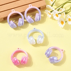 5個の不透明なアクリルパーツ  ヘッドセット  ミックスカラー  43x38x20mm  穴：2.8mm  5個/セット&nbsp;OACR-YW0003-21