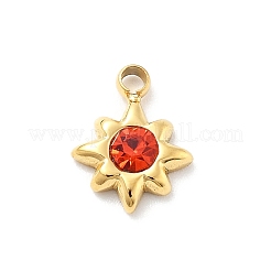 スター 304 ステンレス ラインストーン チャーム  イオンプレーティング（ip）  14KGP本金メッキ  ミックスカラー  8x6.5x2mm  穴：1.2mm&nbsp;STAS-L283-31G