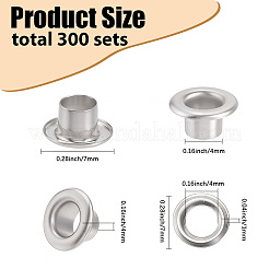鉄製グロメットアイレット金具300セット  ワッシャー付き  バッグ修理交換パック用  銀  0.7x0.4cm  内径：0.4のCM&nbsp;SCRA-GF0001-09C