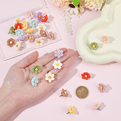 30Pcs 10 Colors Flower Resin Drawing Pins&nbsp;AJEW-BM0001-03B