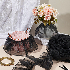 Polyester Pleated Lace Ribbon&nbsp;OCOR-WH0078-132A