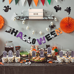 Halloween Decoration Paper Flag Banners&nbsp;DIY-WH0453-12B