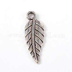 Tibetan Style Alloy Leaf Pendants&nbsp;PALLOY-ZN3919-AS-RS