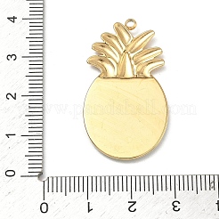 304ステンレスペンダント  エナメル  パイナップルチャーム  PVD真空メッキ  18KGP本金メッキ  黄緑  36x20x2.5mm  穴：2mm&nbsp;STAS-C174-06G-01