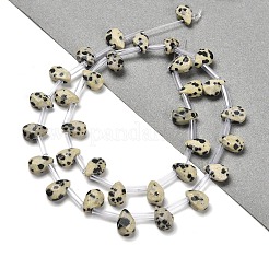 天然石ダルメシアンジャスパービーズ連売り  多面カット  ティアドロップ  トップ掘削  9x6x4mm  穴：0.8mm  約30~32個/連  16.54''（42センチメートル）&nbsp;G-Q167-A20-02