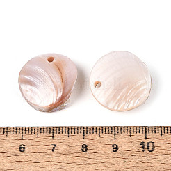 天然淡水シェルのペンダント  フラットラウンドのチャーム  貝殻色  19.5~20x6~9mm  穴：2mm&nbsp;BSHE-T014-37B