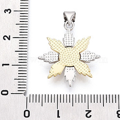 真鍮マイクロパヴェクリアキュービックジルコニアペンダント  スノーフレークチャーム  18KGP本金メッキ  23.5x21x3.5mm  穴：3x5mm&nbsp;KK-T080-14B-GP