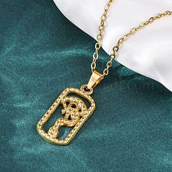 Rectangle with Eye 304 Stainless Steel Pendant Necklaces&nbsp;NJEW-H059-19G