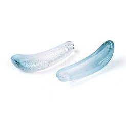 透明なガラスのバナナペンダント  ツートン  金粉付き  ティール  23x8x6mm  穴：1~1.2mm&nbsp;GLAA-T030-02B
