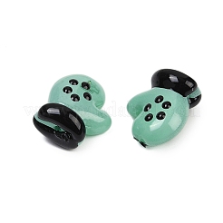 焼き絵の具、ガラス、エナメル、ビーズ  グローブ  ミディアムアクアマリン  17.5x15x10mm  穴：1mm&nbsp;LAMP-R004-07B