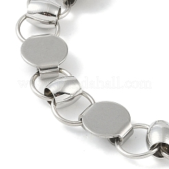 Non-Tarnish 201 Stainless Steel Flat Round Link Chain Bracelets for Women Men&nbsp;BJEW-I316-08C