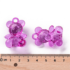 透明なアクリルパーツ  多面カット  クマ  ミックスカラー  35x25x16mm  穴：4mm  約85~88個/500g&nbsp;TACR-T005-11