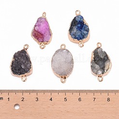 Golden Plated Dyed Natural Druzy Agate Links connectors with Iron Findings&nbsp;G-R275-276
