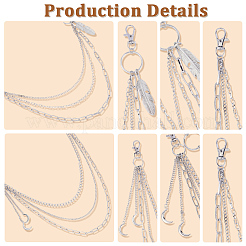 2Pcs 2 Styles Alloy 3 Layer Tassel Chain Belts for Pants&nbsp;AJEW-GF0011-95