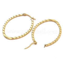 202 ステンレススチール オーバルフープピアス  女性用304ステンレスピン付き  ゴールドカラー  31.5x1.8mm&nbsp;EJEW-H003-37G