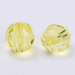 透明なアクリルビーズ  多面カット  ラウンド  きいろ  6x5.5mm  穴：1.7~1.8mm  約4200個/500g&nbsp;TACR-Q257-6mm-V21