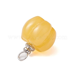 不透明樹脂の野菜ペンダント  304ステンレススチールループ付き秋のカボチャチャーム  きいろ  19x13x13mm  穴：3mm&nbsp;PALLOY-JF02766-02