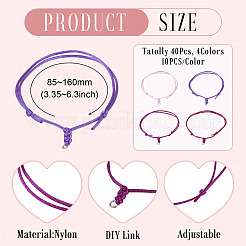 40Pcs 4 Colors Adjustable Nylon Cord Bracelets Making&nbsp;BJEW-TA00673