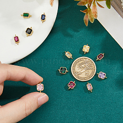 12Pcs 2 Styles Brass Micro Pave Cubic Zirconia Links Connectors&nbsp;KK-HS0015-22B