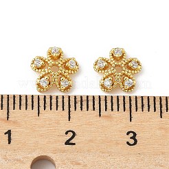 真鍮製マイクロパヴェクリアキュービックジルコニアビーズキャップ  5  - 花びらの花  18KGP本金メッキ  7.5x8x3mm  穴：1.2mm&nbsp;KK-V015-22G