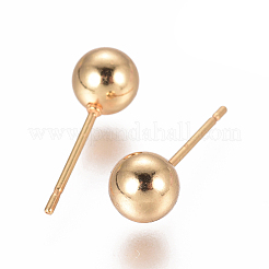 304ステンレススチールボールスタッドピアス  低刺激性のイヤリング  ゴールドカラー  17x6mm  ピン：0.8mm&nbsp;EJEW-F237-01D-G