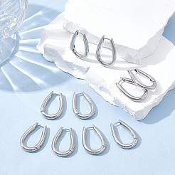 合金フープピアス6組  ティアドロップ  プラチナ  29.5x19.5x4mm&nbsp;EJEW-UN0003-22P