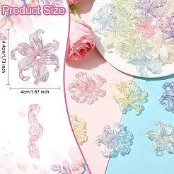 UVメッキ虹色プラスチックビーズキャップ10個  花  ライトゴールデンロッドイエロー  40x44mm&nbsp;FIND-YW0007-94A