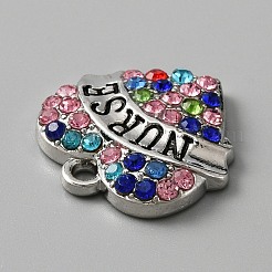Alloy Rhinestone Pendants&nbsp;ALRI-WH0008-19F