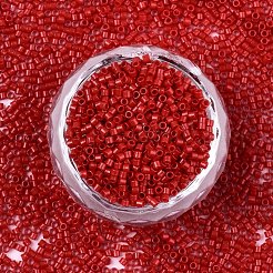 Fgb 11/0グレードaガラスシードビーズ  シリンダー  均一なシードビーズサイズ  焼き付け塗料  レッド  1.5x1mm  穴：0.5mm  約2000個/10g&nbsp;X-SEED-S030-1016