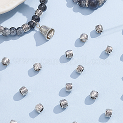 チベットスタイルの合金スペーサービーズ150個  コラム  アンティークシルバー  6x5mm  穴：4mm&nbsp;FIND-SP0005-45