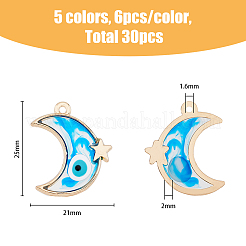 30Pcs 5 Colors Alloy Enamel Pendants&nbsp;ENAM-HY0001-05