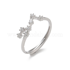 Constellations Rhodium Plated 925 Sterling Silver Micro Pave Clear Cubic Zirconia Adjustable Rings for Women&nbsp;RJEW-P130-01P-H
