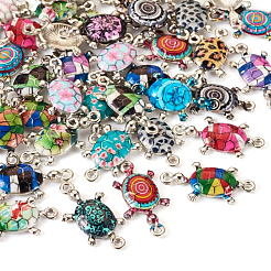 42Pcs 21 Colors Alloy Enamel Connector Charms&nbsp;ENAM-TA0001-78