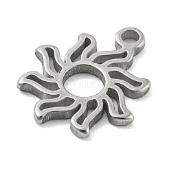 変色しないレーザーカット304ステンレススチールチャーム  太陽のチャーム  ステンレス鋼色  11x10x1mm  穴：1.2mm&nbsp;STAS-G323-01P