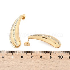 304ステンレススチールラインストーンスタッドピアス  イオンプレーティング（ip）  ティアドロップ  ゴールドカラー  36x12.5mm&nbsp;EJEW-M070-08G