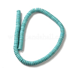 合成ターコイズ染色ビーズ連売り  ヒシビーズ  フラットラウンド/ディスク  ターコイズ  8x3mm  穴：1.2mm  約131個/連  15.43''（39.2センチメートル）&nbsp;G-E594-20C