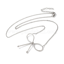 Non-Tarnish 304 Stainless Steel Cable Chain Bowknot Pendant Necklaces&nbsp;NJEW-Z041-02P-01