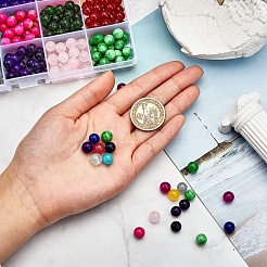 375Pcs 15 Colors Round Natural White Jade Beads and Elastic Thread&nbsp;DIY-SZ0004-21
