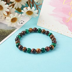 天然石タイガーアイビーズストレッチブレスレット  3/8インチ（0.85cm）  内径：2-3/8インチ（6cm）&nbsp;BJEW-JB06386