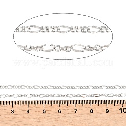 304ステンレススチールフィガロチェーン  ハンダ付け  スプールで  ステンレス鋼色  2.5~4.5x2~2.5x1mm&nbsp;CHS-P028-13P