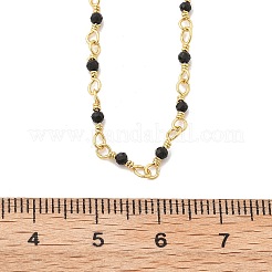 2mmファセットラウンド天然スピネルと真鍮リンクチェーンネックレス  ラックめっき  長持ちメッキ  ゴールドカラー  18.11インチ（46cm）&nbsp;NJEW-S436-01