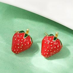 Brass Enamel Stud Earrings&nbsp;EJEW-F895-24B-G