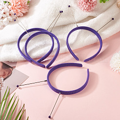 布製とプラスチック製のヘアバンド  女性の女の子のためのヘアアクセサリー  インディゴ  210x120x14mm  内径：105mm&nbsp;OHAR-TAC0020-01F
