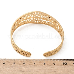 女性用304ステンレススチールカフバングル  中空  ゴールドカラー  内径：2x2インチ（5.2x5.1cm）&nbsp;BJEW-U045-04G