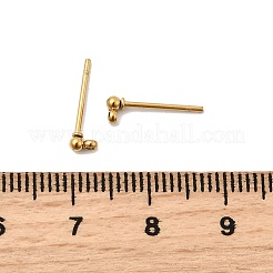 304ステンレススチールボールポストスタッドピアス金具  ループと316サージカルステンレススチールピン付き  18KGP本金メッキ  2mm  ピン：0.8mm&nbsp;LS-STAS-Z035-01G01-F