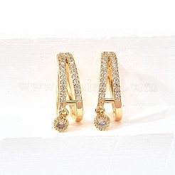 Brass Micro Pave Clear Cubic Zirconia Cuff Earrings&nbsp;EJEW-F370-30G