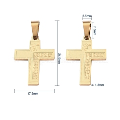 304ステンレスペンダント  宗教のテーマ  発言/メッセージと交わる  ゴールドカラー  24.5x17.5x1.3mm  穴：7.3mm&nbsp;STAS-CJ0001-129