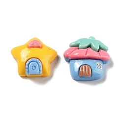 オペーク樹脂カボション  花と月と太陽  混合図形  ミックスカラー  15~19.5x20~23x5~8mm&nbsp;RESI-G084-03