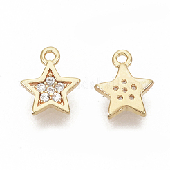 Brass Micro Pave Cubic Zirconia Charms&nbsp;KK-T050-32G-NF