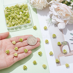 合成サンゴビーズ100個  染め  花  黄緑  10x10.5x8mm  穴：1mm&nbsp;CORA-SP0001-29